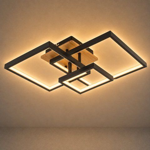 Люстра стельова VALESO DK6589-3 BK+WOOD, чорний + дерево, LED 102W 52477 фото