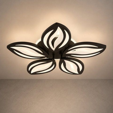 Люстра потолочная светодиодная VALESO 5 плафонов LED 64W RGB Черный Металл Акрил LI8515/5 52499 фото