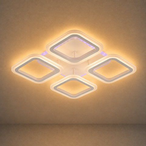 Люстра потолочная VALESO LI8822/4B WH (RGB), белая, LED 64W+8W 52490 фото