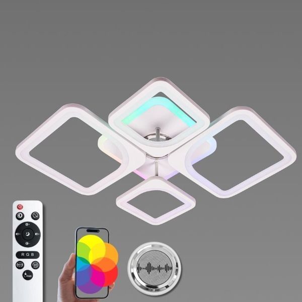Люстра потолочная светодиодная с музыкальной колонкой и RGB подсветкой для спальни и гостиной VALESO YZD1267 Б 54138 фото