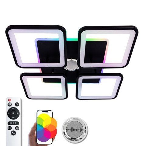 Люстра потолочная светодиодная с музыкальной колонкой и RGB подсветкой для гостиной и спальни VALESO YZD1268 Ч 54141 фото