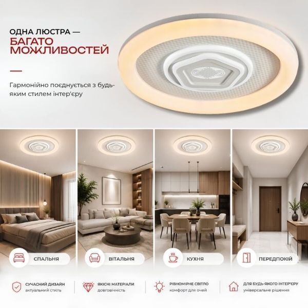 Світлодіодна пристельова люстра VALESO 2H-001, Білий 53082 фото