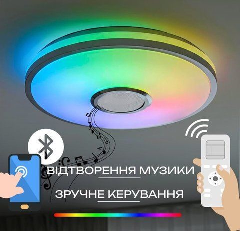LED Smart Music Ceiling Light VALESO LY366-500 WH with Bluetooth Speaker 60W RGB White 54088 фото