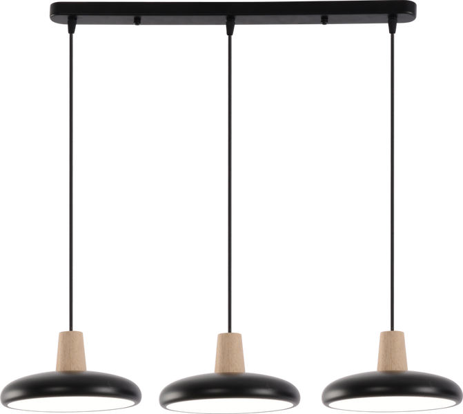 Підвісна LED люстра VALESO XI3342-3 чорний + дерево,3000K, 4200K, 6000K 47820 фото