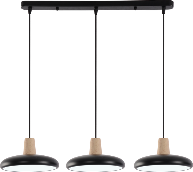 Підвісна LED люстра VALESO XI3342-3 чорний + дерево,3000K, 4200K, 6000K 47820 фото