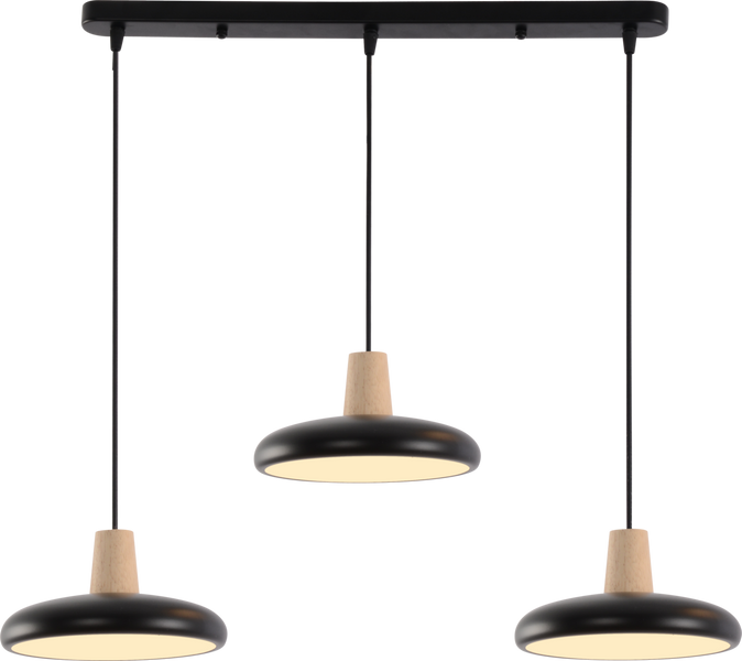 Підвісна LED люстра VALESO XI3342-3 чорний + дерево,3000K, 4200K, 6000K 47820 фото