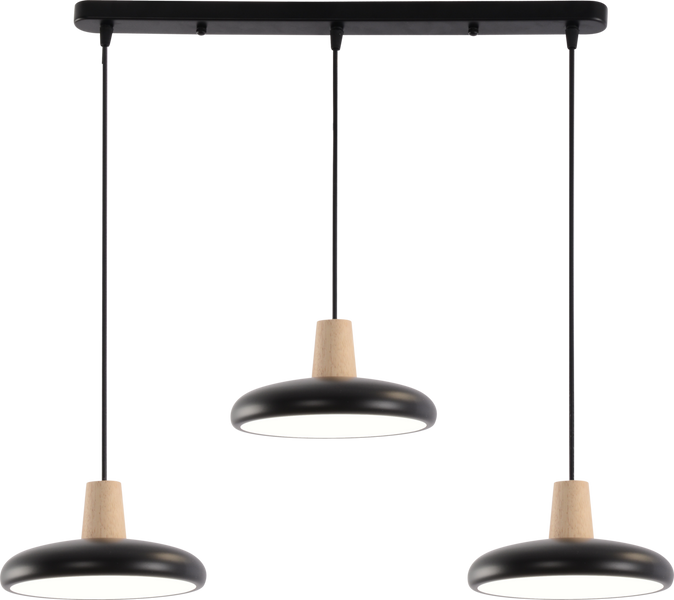 Підвісна LED люстра VALESO XI3342-3 чорний + дерево,3000K, 4200K, 6000K 47820 фото