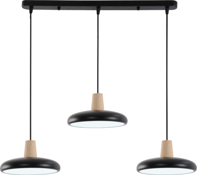Підвісна LED люстра VALESO XI3342-3 чорний + дерево,3000K, 4200K, 6000K 47820 фото