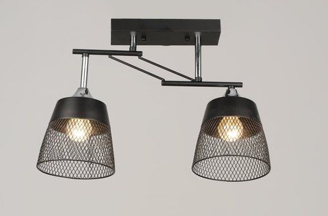 VALESO Ceiling Chandelier K2324/2 for 2 E27 bulbs, Black+Chrome, Metal 50582 фото