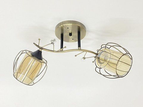 Потолочная люстра на 2 плафона 91186/2 бронза+черный 50473 фото