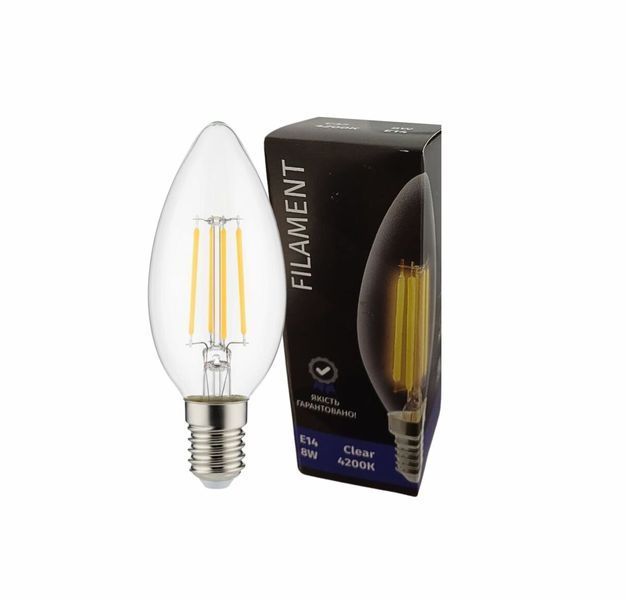 Лампочка LED SIRIUSSTAR filament clear 4202 8W (C37-4200K-E14) 23894 фото