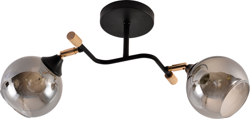 Люстра стельова VALESO 2024/2 чорний+золотий+дерево 54801 фото